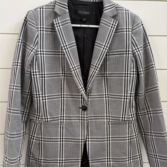 NWOT Banana Republic Black and White Checkered Blazer - Picture 3 of 7